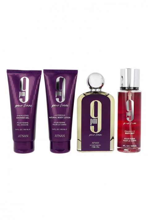 Zestaw damski Afnan 9pm Pour Femme EDP 100 ml + Shower Gel 100 ml + Body Mist 150 ml + Body Lotion 100 mlIVET.PL - Modna odzież