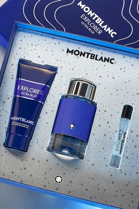 Zestaw męski Mont Blanc Explorer Ultra Blue EDP 100 ml + Travel Spray 7,5 ml + Żel pod prysznic 100 mlIVET.PL - Modna odzież