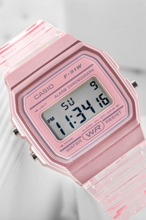 Dziecięcy zegarek Casio F-91WS-4DF, Kolor : różowy, IVET.PL - Modna odzież