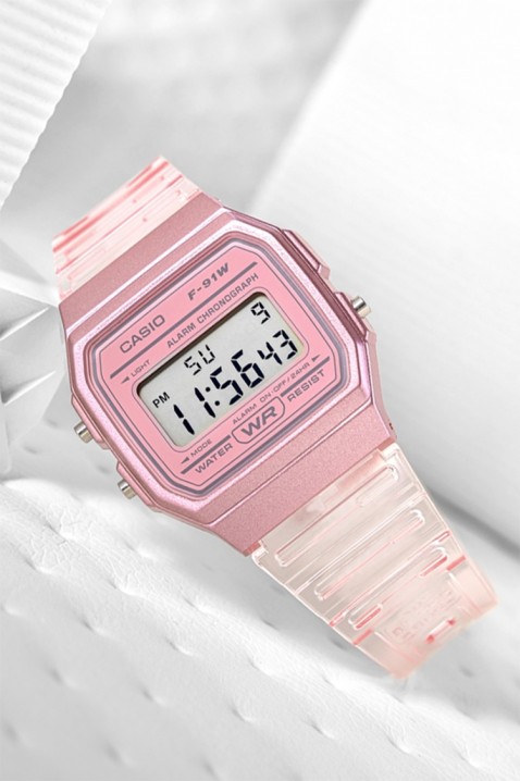 Dziecięcy zegarek Casio F-91WS-4DF, Kolor : różowy, IVET.PL - Modna odzież