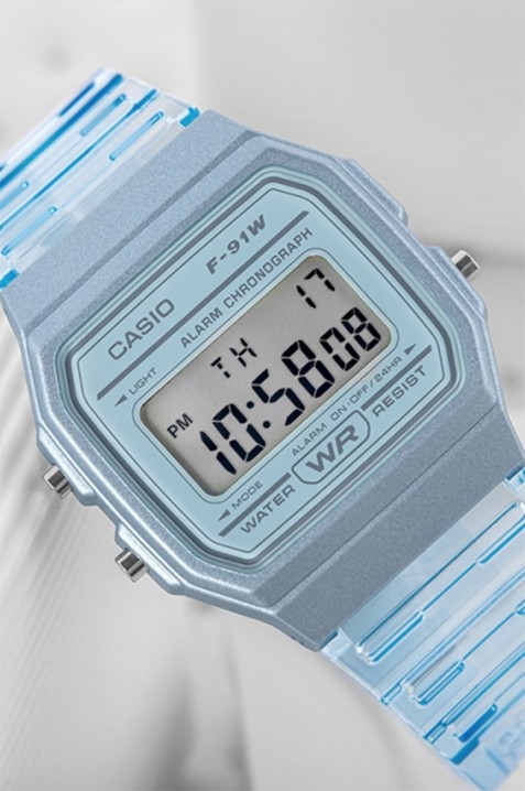 Dziecięcy zegarek Casio F-91WS-2DF, Kolor : chabrowy, IVET.PL - Modna odzież