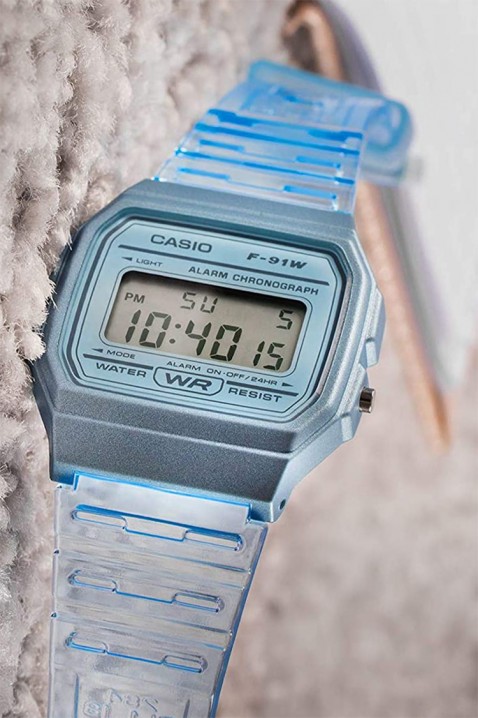 Dziecięcy zegarek Casio F-91WS-2DF, Kolor : chabrowy, IVET.PL - Modna odzież